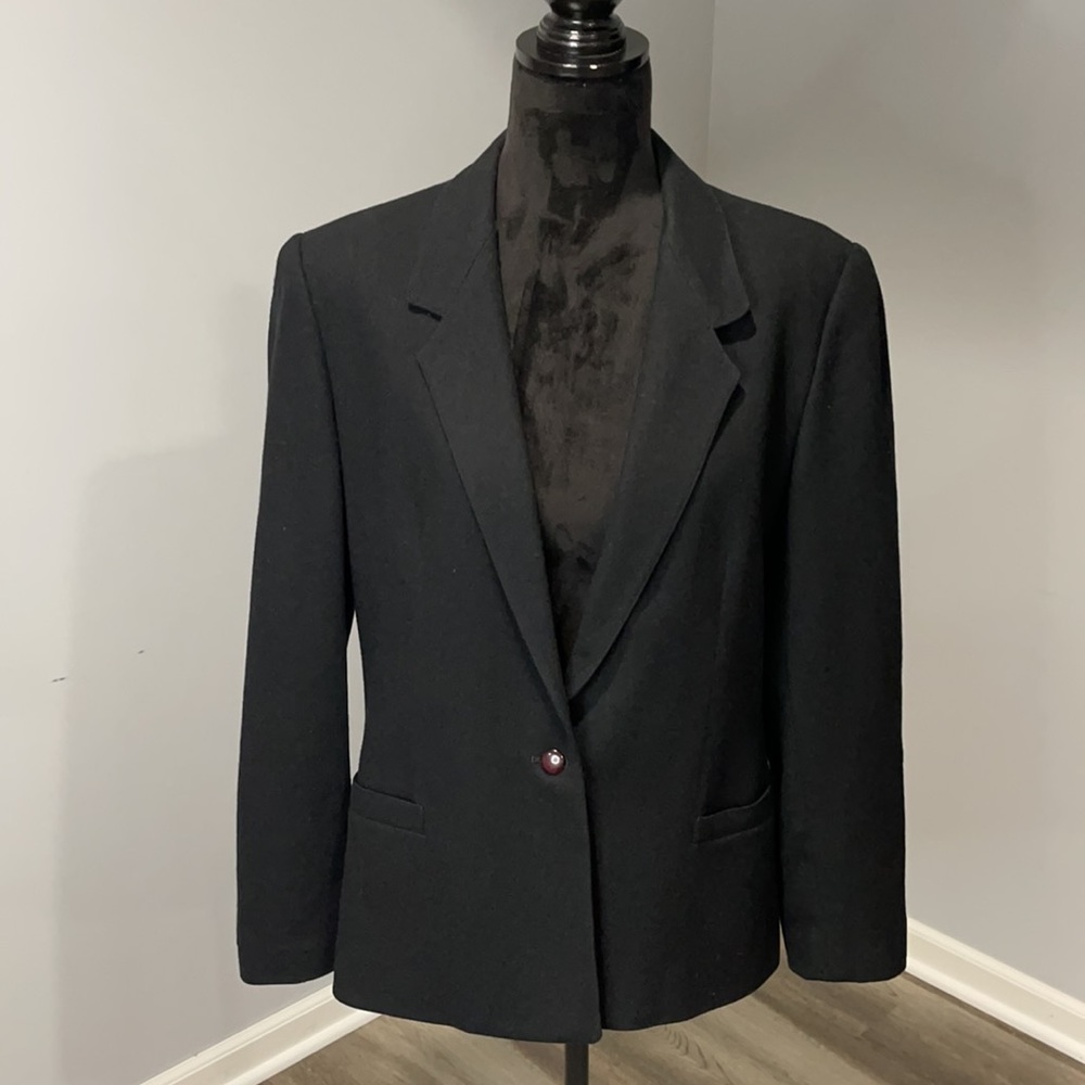 Vintage Breckenridge one button 100 percent wool black blazer jacket